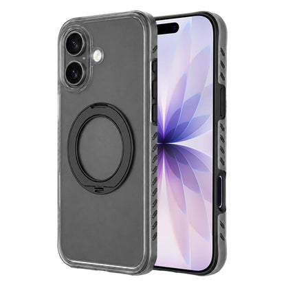 For iPhone 17 Matte Translucent 360 Rotation Magnetic Holder Phone Case - Mist Black - EDA009902607D