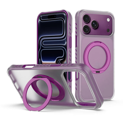 For iPhone 18 Pro Matte Translucent 360 Rotation Magnetic Holder Phone Case - Cherry Red - EDA009902610A