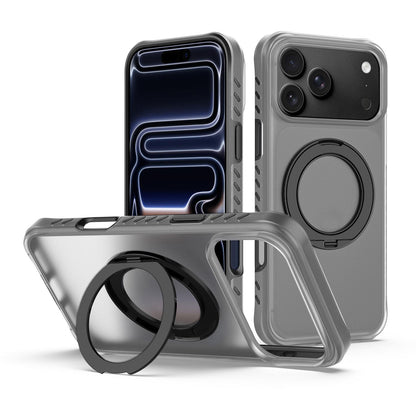 For iPhone 18 Pro Matte Translucent 360 Rotation Magnetic Holder Phone Case - Mist Black - EDA009902610D