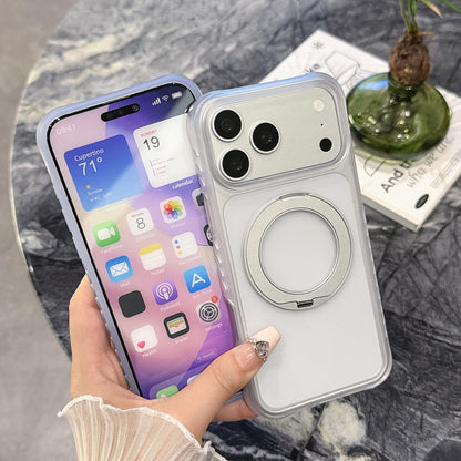 For iPhone 16 Matte Translucent 360 Rotation Magnetic Holder Phone Case - Cherry Red - EDA009902604A