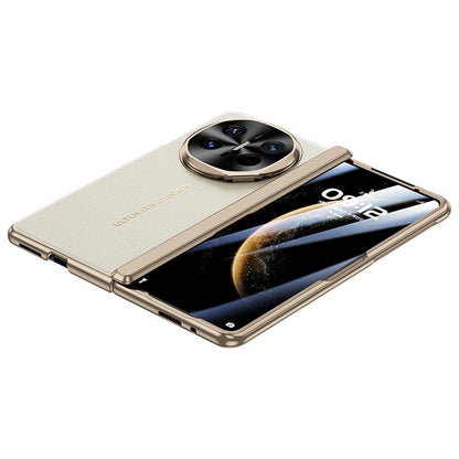 For Huawei Mate X6 Electroplated PU Vegan Leather Lens Holder Phone Case - White - EDA009903401A