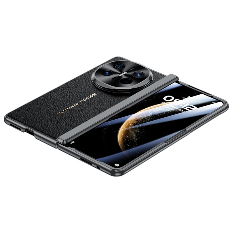 For Huawei Mate X6 Electroplated PU Vegan Leather Lens Holder Phone Case - Black - EDA009903401B