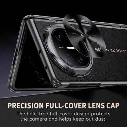 For Huawei Mate X6 Electroplated PU Vegan Leather Lens Holder Phone Case - Black - EDA009903401B