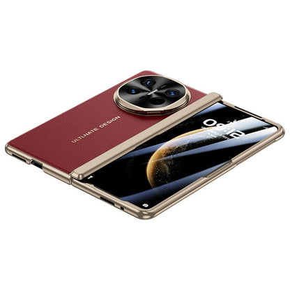 For Huawei Mate X6 Electroplated PU Vegan Leather Lens Holder Phone Case - Red - EDA009903401C