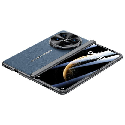 For Huawei Mate X6 Electroplated PU Vegan Leather Lens Holder Phone Case - Blue - EDA009903401D