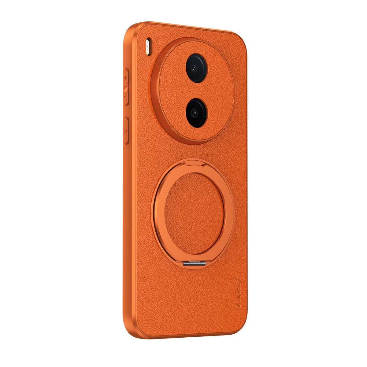 For vivo Y600 Pro 5G Goatskin Vegan Leather Magnetic Phone Case  With 360 Degree Rotating Holder - Orange - EDA009904309A