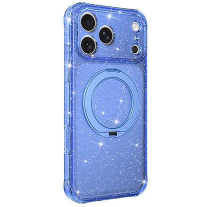 For iPhone 18 Pro Glitter 360 Rotation Magnetic Holder Phone Case - Blue - EDA009905901E