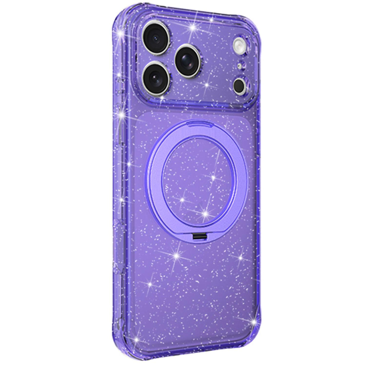 For iPhone 18 Pro Max Glitter 360 Rotation Magnetic Holder Phone Case - Purple - EDA009905902D