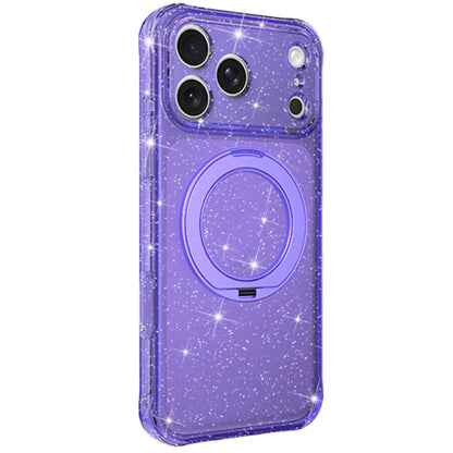For iPhone 18 Pro Max Glitter 360 Rotation Magnetic Holder Phone Case - Purple - EDA009905902D