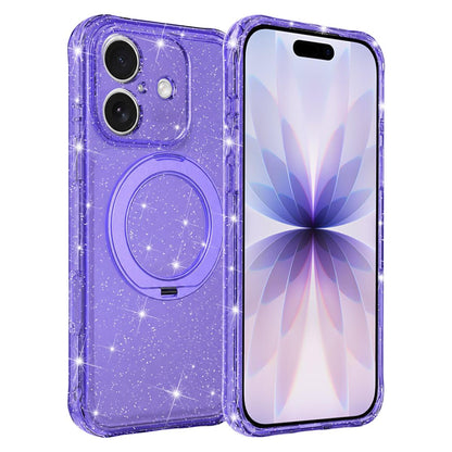 For iPhone 17 Glitter 360 Rotation Magnetic Holder Phone Case - Purple - EDA009905905D