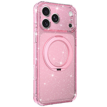 For iPhone 17 Glitter 360 Rotation Magnetic Holder Phone Case - Pink - EDA009905905F