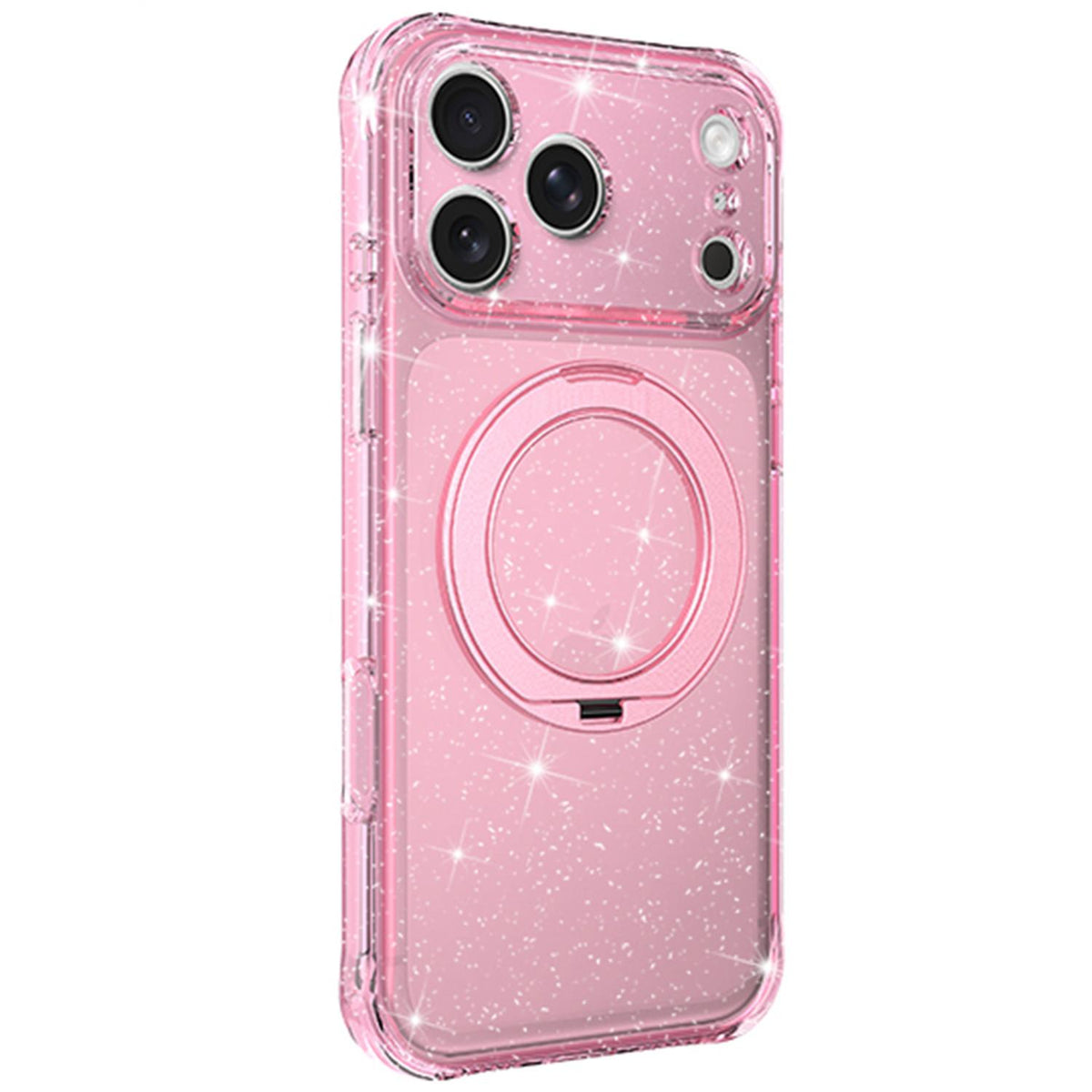 For iPhone 16 Glitter 360 Rotation Magnetic Holder Phone Case - Pink - EDA009905908F