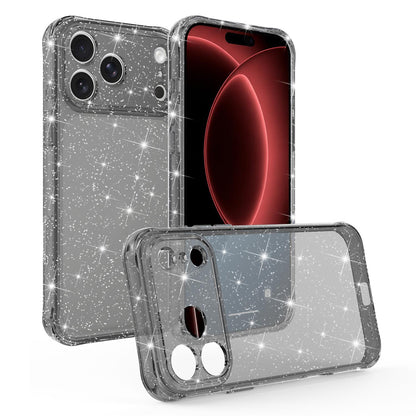 For iPhone 18 Pro Air-cushioned Corners Shockproof IMD Glitter Phone Case - Black - EDA009906301B