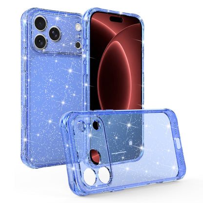 For iPhone 18 Pro Air-cushioned Corners Shockproof IMD Glitter Phone Case - Blue - EDA009906301E