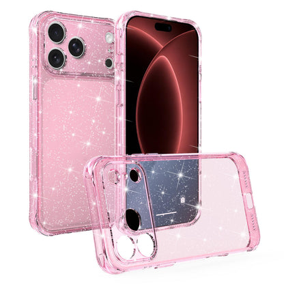 For iPhone 18 Pro Air-cushioned Corners Shockproof IMD Glitter Phone Case - Pink - EDA009906301F