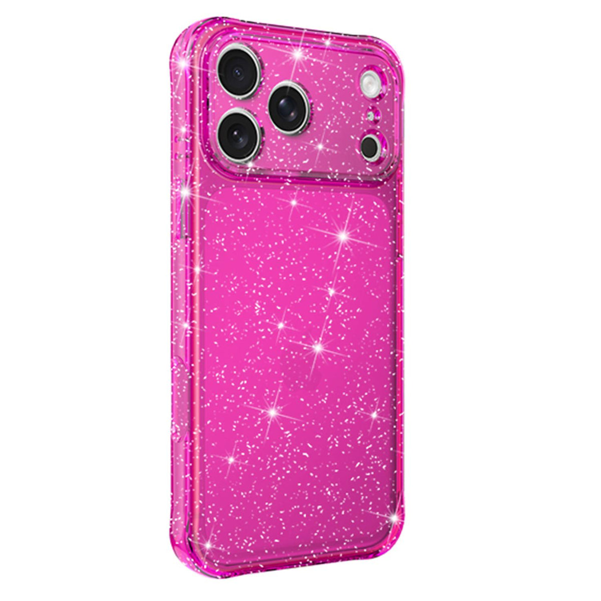 For iPhone 18 Pro Max Air-cushioned Corners Shockproof IMD Glitter Phone Case - Rose Red - EDA009906302A