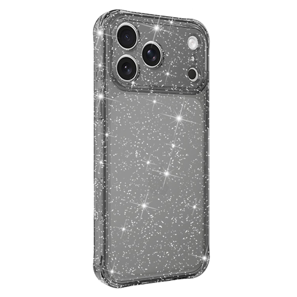 For iPhone 18 Pro Max Air-cushioned Corners Shockproof IMD Glitter Phone Case - Black - EDA009906302B