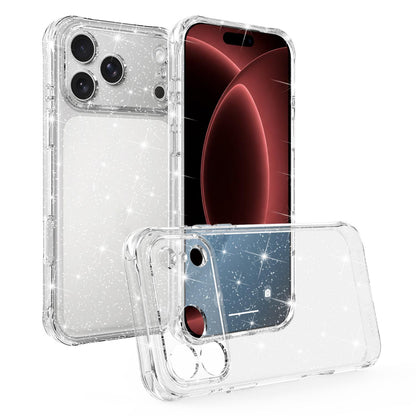 For iPhone 18 Pro Max Air-cushioned Corners Shockproof IMD Glitter Phone Case - White - EDA009906302C