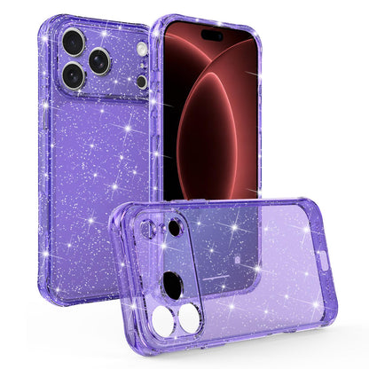 For iPhone 18 Pro Max Air-cushioned Corners Shockproof IMD Glitter Phone Case - Purple - EDA009906302D