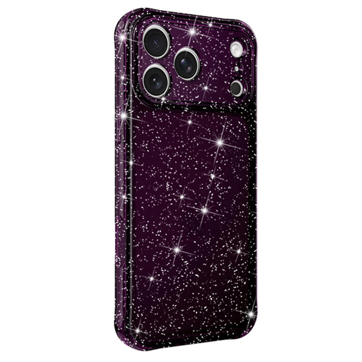For iPhone 18 Pro Max Air-cushioned Corners Shockproof IMD Glitter Phone Case - Cherry Red - EDA009906302G