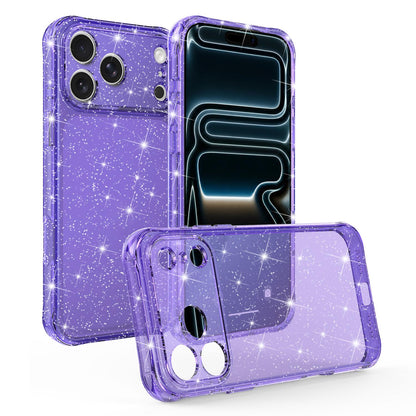 For iPhone 17 Pro Max Air-cushioned Corners Shockproof IMD Glitter Phone Case - Purple - EDA009906303D