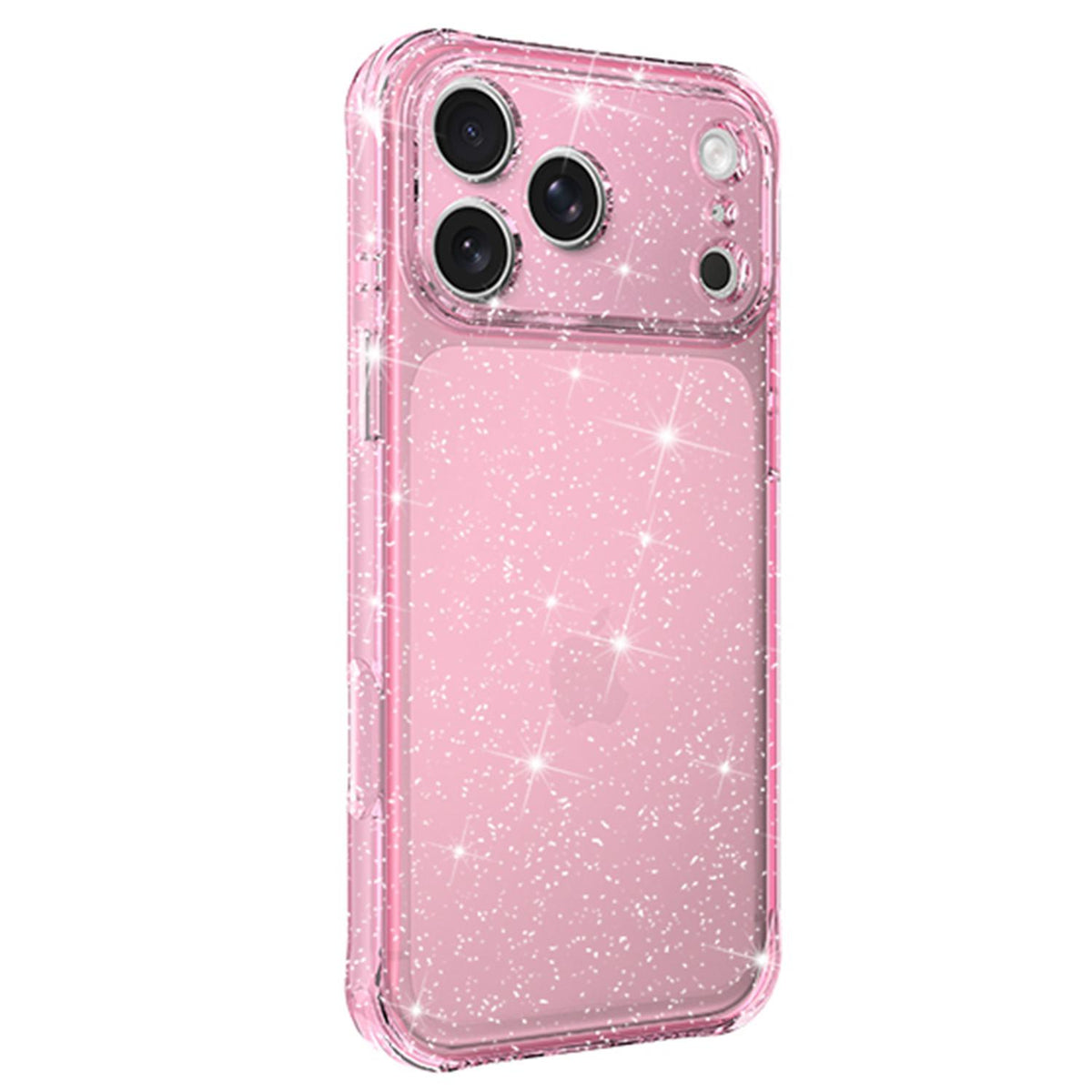 For iPhone 17 Pro Max Air-cushioned Corners Shockproof IMD Glitter Phone Case - Pink - EDA009906303F