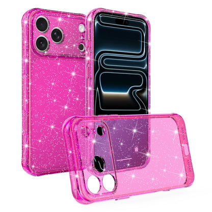 For iPhone 17 Pro Air-cushioned Corners Shockproof IMD Glitter Phone Case - Rose Red - EDA009906304A