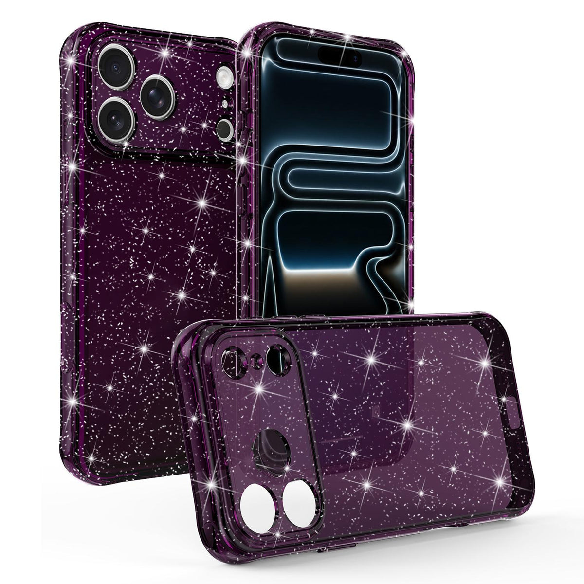 For iPhone 17 Pro Air-cushioned Corners Shockproof IMD Glitter Phone Case - Cherry Red - EDA009906304G