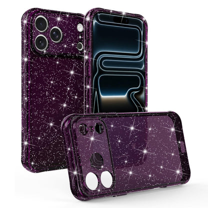 For iPhone 17 Pro Air-cushioned Corners Shockproof IMD Glitter Phone Case - Cherry Red - EDA009906304G