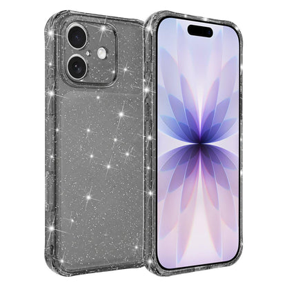 For iPhone 17 Air-cushioned Corners Shockproof IMD Glitter Phone Case - Black - EDA009906305B