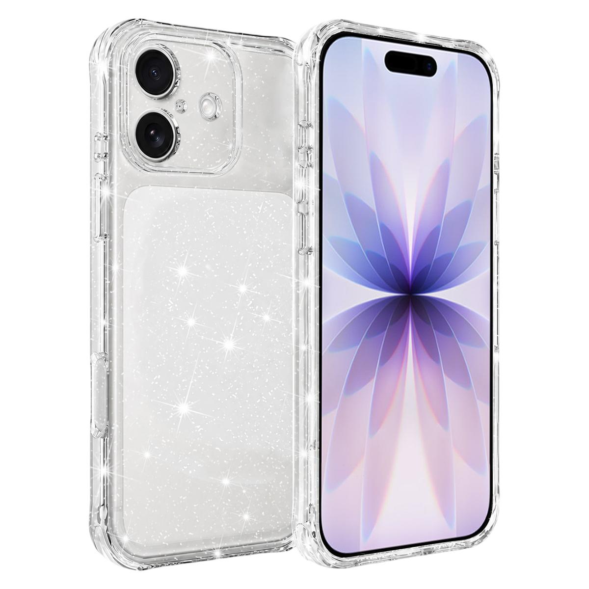 For iPhone 17 Air-cushioned Corners Shockproof IMD Glitter Phone Case - White - EDA009906305C