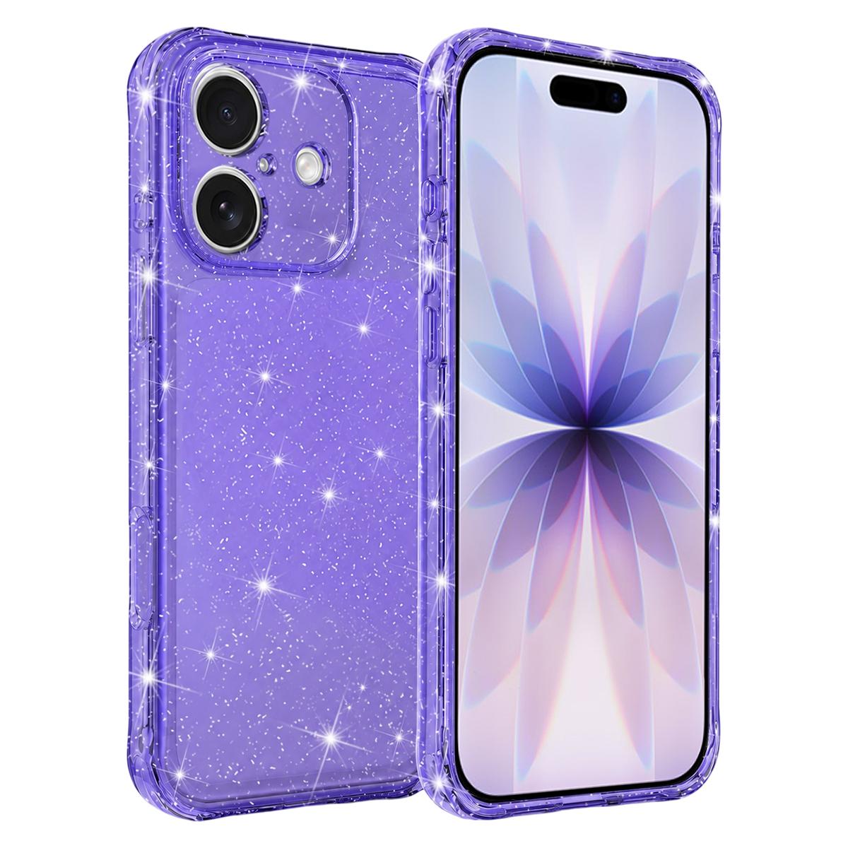 For iPhone 17 Air-cushioned Corners Shockproof IMD Glitter Phone Case - Purple - EDA009906305D