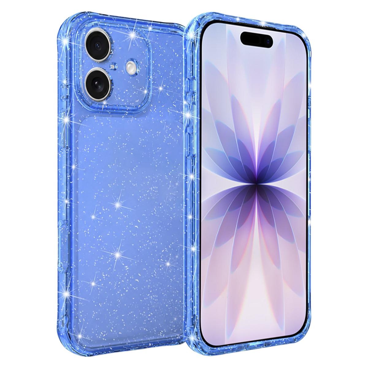 For iPhone 17 Air-cushioned Corners Shockproof IMD Glitter Phone Case - Blue - EDA009906305E