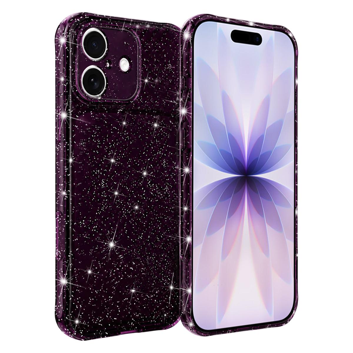 For iPhone 17 Air-cushioned Corners Shockproof IMD Glitter Phone Case - Cherry Red - EDA009906305G