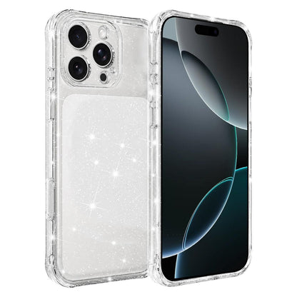 For iPhone 16 Pro Air-cushioned Corners Shockproof IMD Glitter Phone Case - White - EDA009906307C