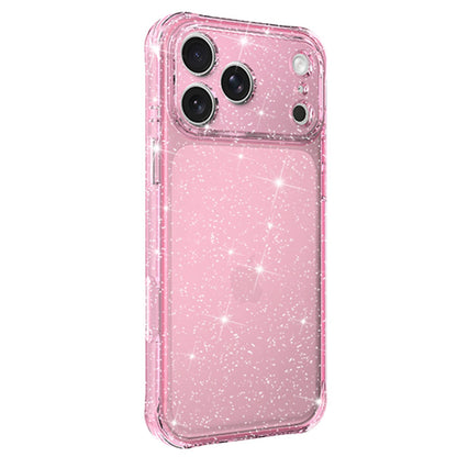 For iPhone 16 Pro Air-cushioned Corners Shockproof IMD Glitter Phone Case - Pink - EDA009906307F