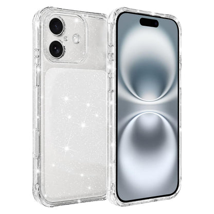 For iPhone 16 Air-cushioned Corners Shockproof IMD Glitter Phone Case - White - EDA009906308C