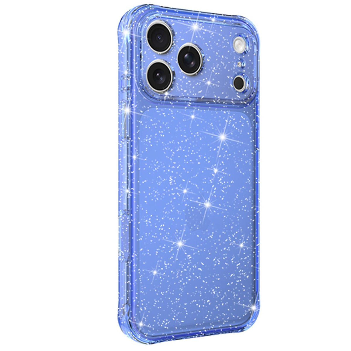 For iPhone 16 Air-cushioned Corners Shockproof IMD Glitter Phone Case - Blue - EDA009906308E