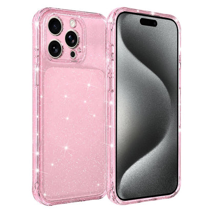 For iPhone 15 Pro Max Air-cushioned Corners Shockproof IMD Glitter Phone Case - Pink - EDA009906309F
