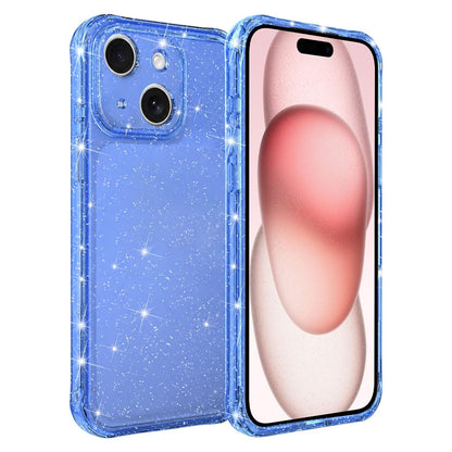 For iPhone 15 Air-cushioned Corners Shockproof IMD Glitter Phone Case - Blue - EDA009906311E
