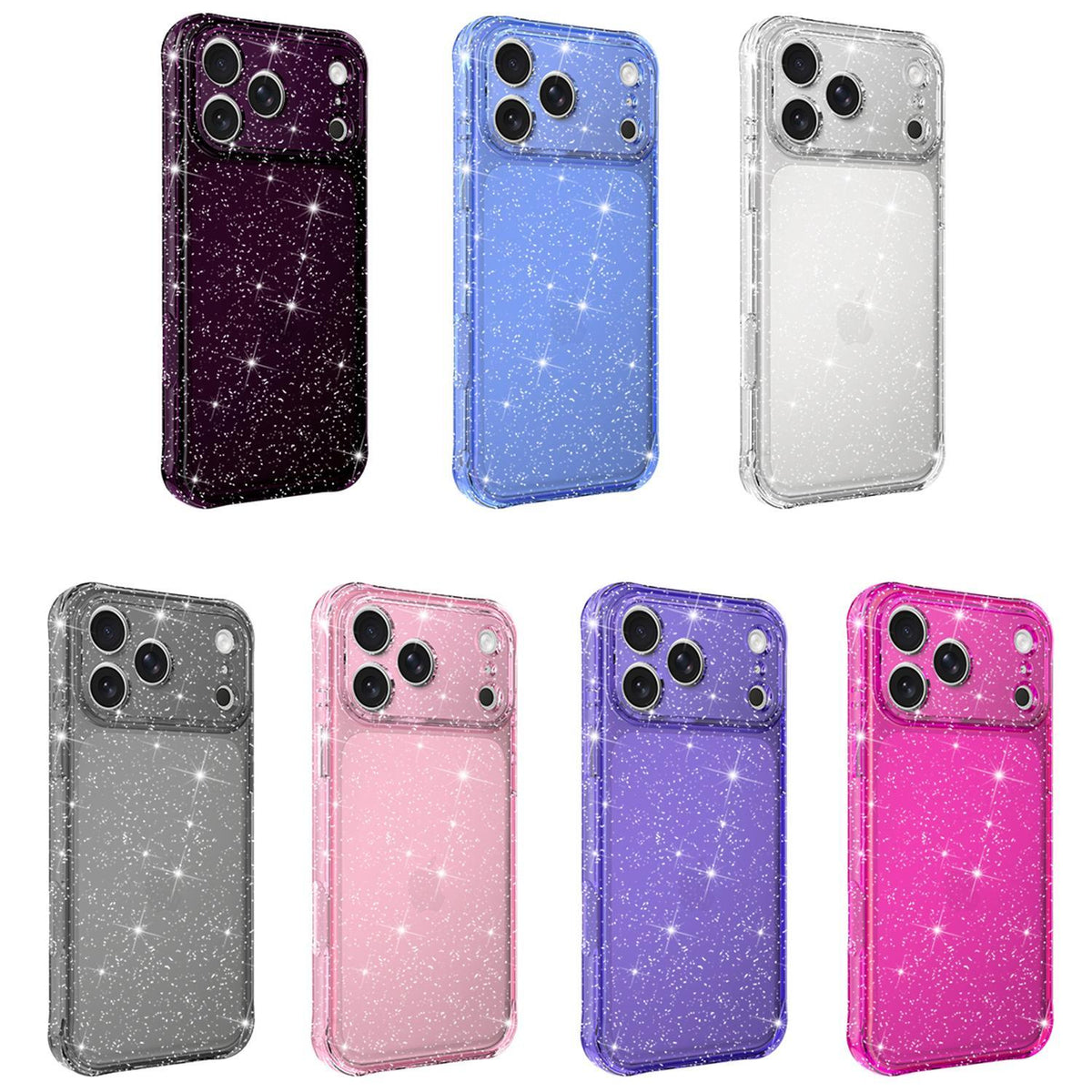 For iPhone 18 Pro Air-cushioned Corners Shockproof IMD Glitter Phone Case - Blue - EDA009906301E