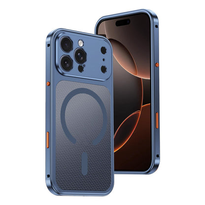 For iPhone 16 Pro Cooling Magnetic Buckle Metal Shockproof Phone Case - Titanium Blue - EDA009908605C