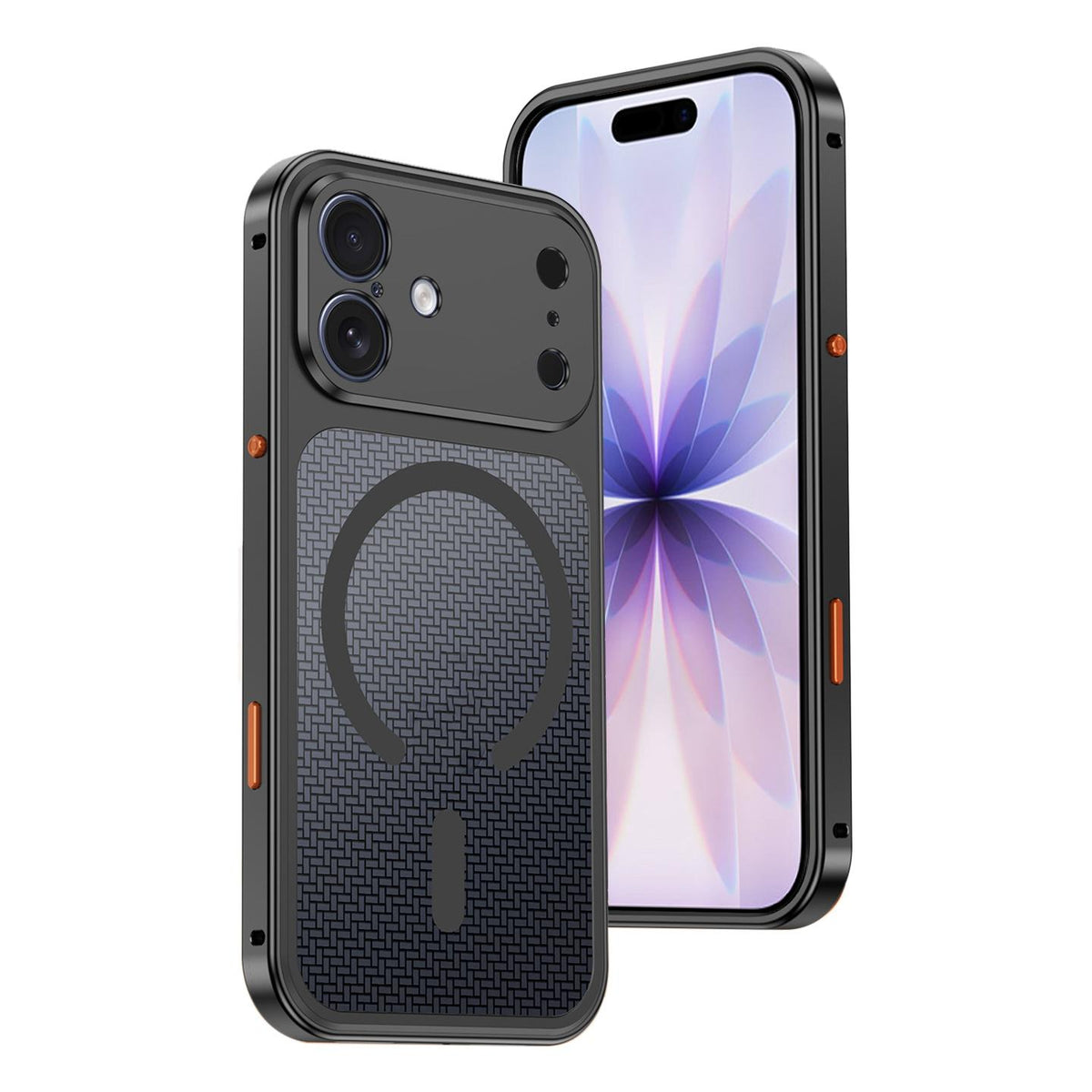 For iPhone 17 Cooling Magnetic Buckle Metal Shockproof Phone Case - Black - EDA009908607B