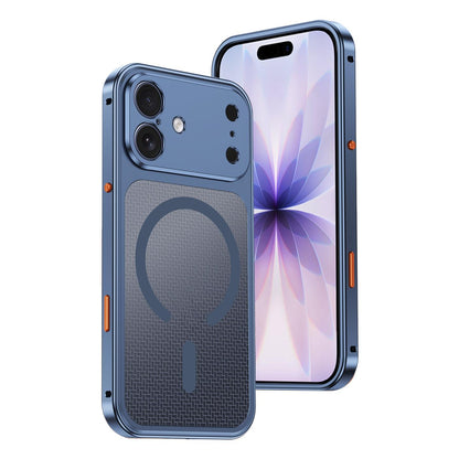 For iPhone 17 Cooling Magnetic Buckle Metal Shockproof Phone Case - Titanium Blue - EDA009908607C