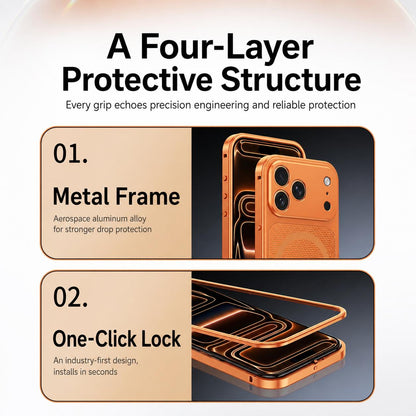 For iPhone 17 Cooling Magnetic Buckle Metal Shockproof Phone Case - Silver - EDA009908607A