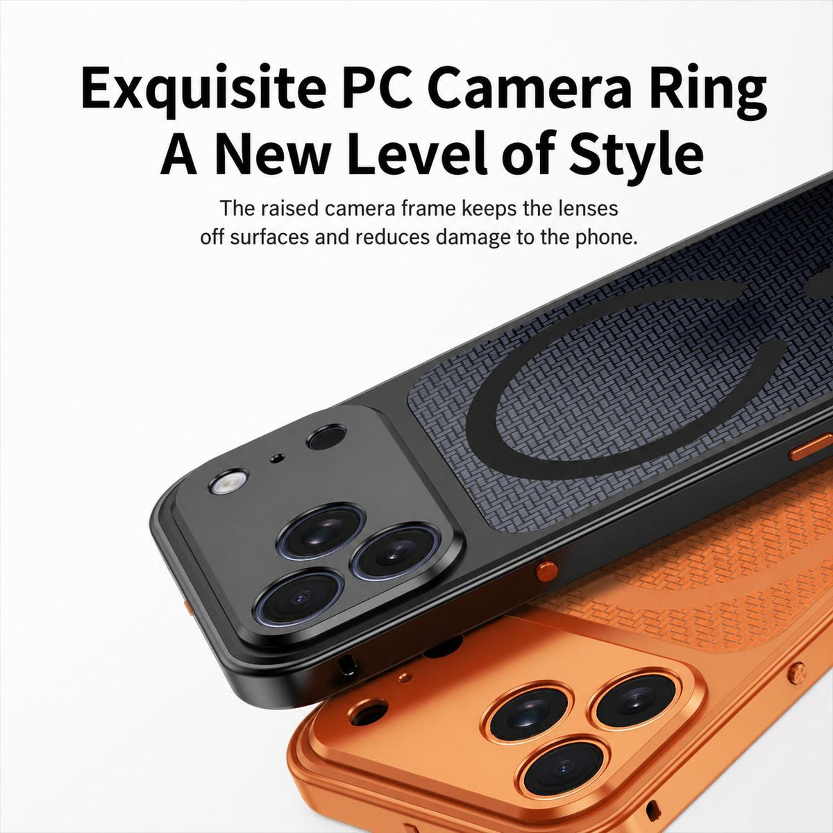 For iPhone 16 Pro Cooling Magnetic Buckle Metal Shockproof Phone Case - Orange - EDA009908605D