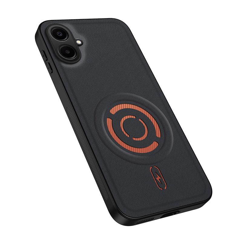 For Galaxy A06 4G WANLONFENG Tech Fabric Texture Magnetic PC Hybrid TPU Phone Case - Black - EDA009908701B