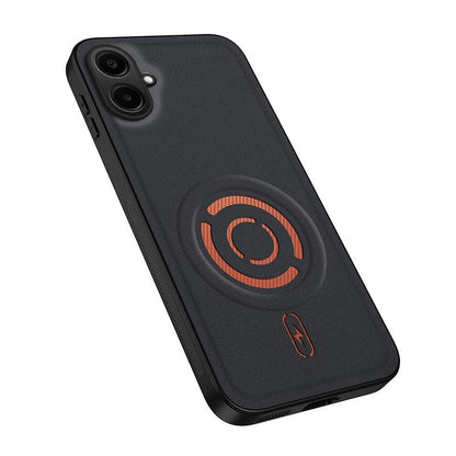 For Galaxy A06 4G WANLONFENG Tech Fabric Texture Magnetic PC Hybrid TPU Phone Case - Black - EDA009908701B