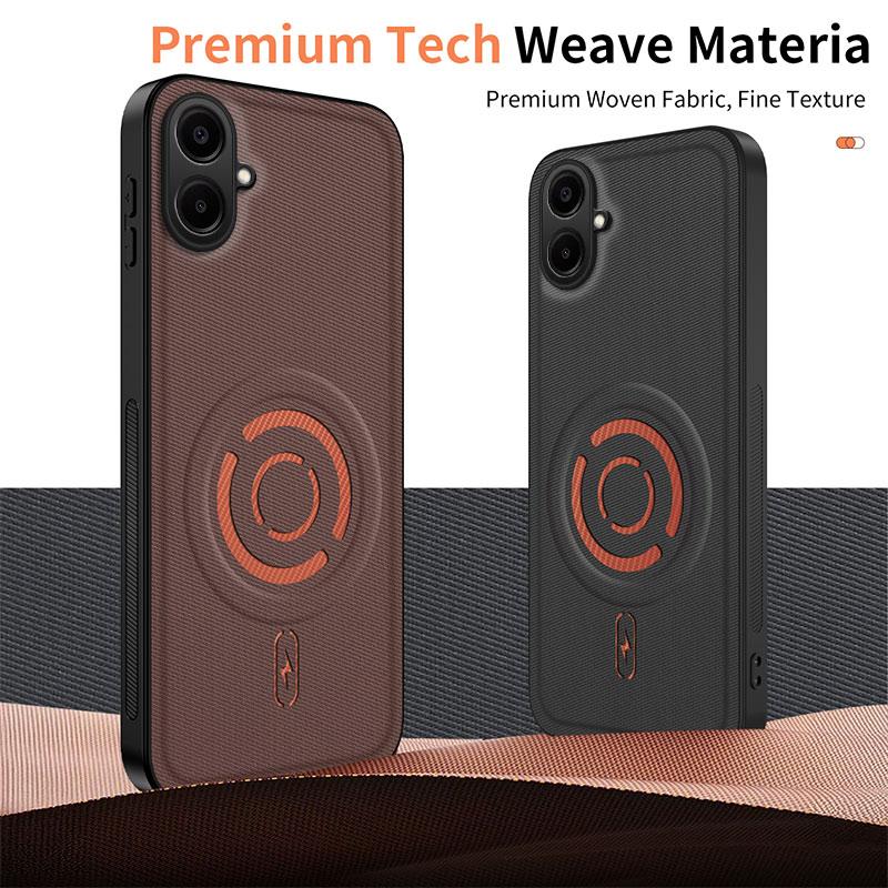 For Galaxy A07 4G WANLONFENG Tech Fabric Texture Magnetic PC Hybrid TPU Phone Case - Orange - EDA009908703A