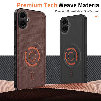 For Galaxy A07 4G WANLONFENG Tech Fabric Texture Magnetic PC Hybrid TPU Phone Case - Black - EDA009908703B